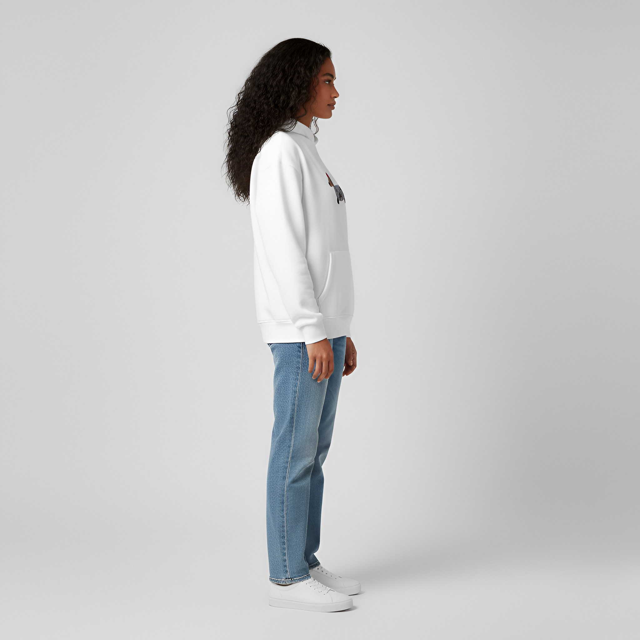 Felpa donna con cappuccio in cotone con ricamo grafico vestibilità relaxed