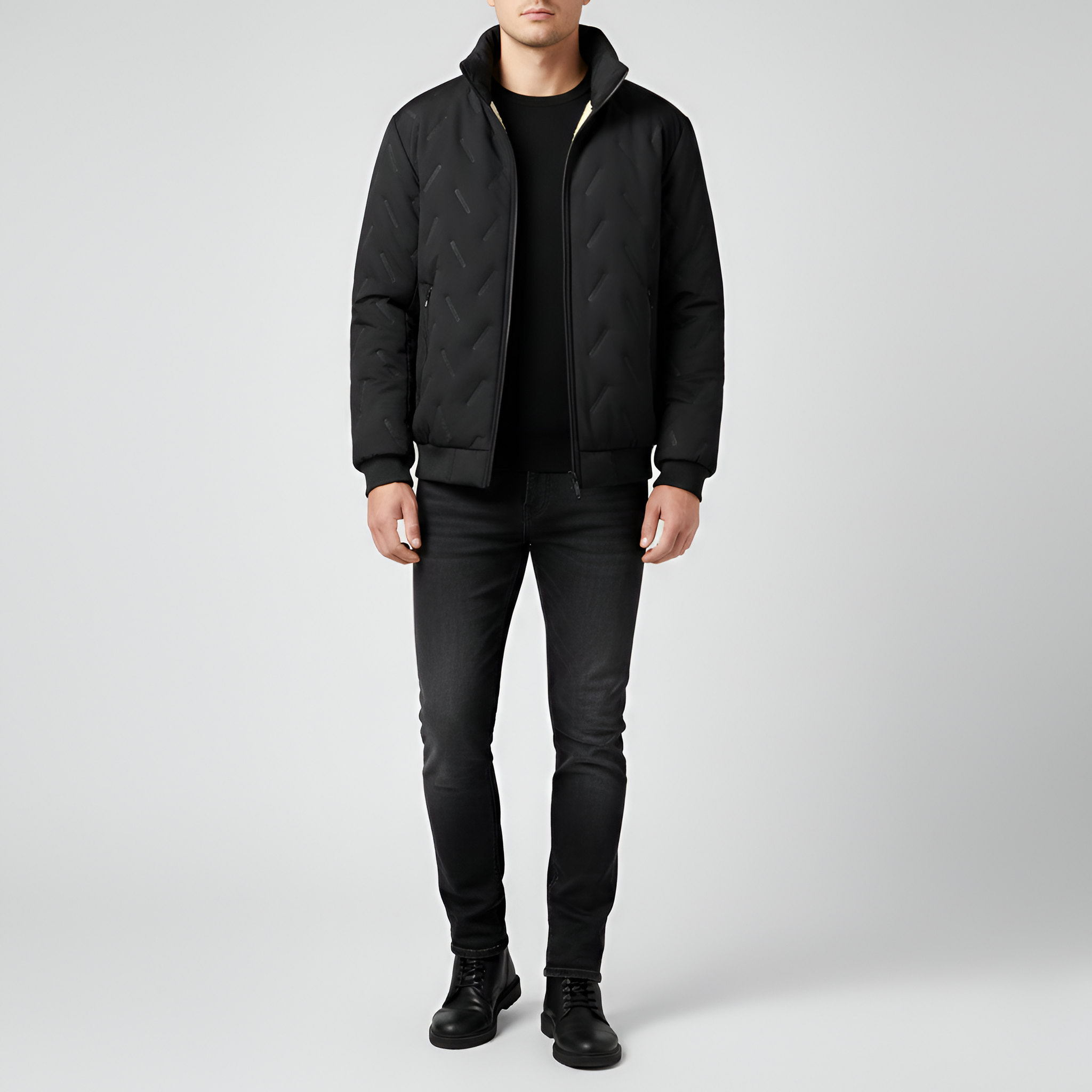 Giacca invernale uomo imbottita con interno caldo e zip frontale