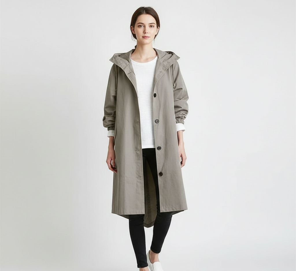 Valerios Fashion abrigo impermeable mujer ligero con capucha