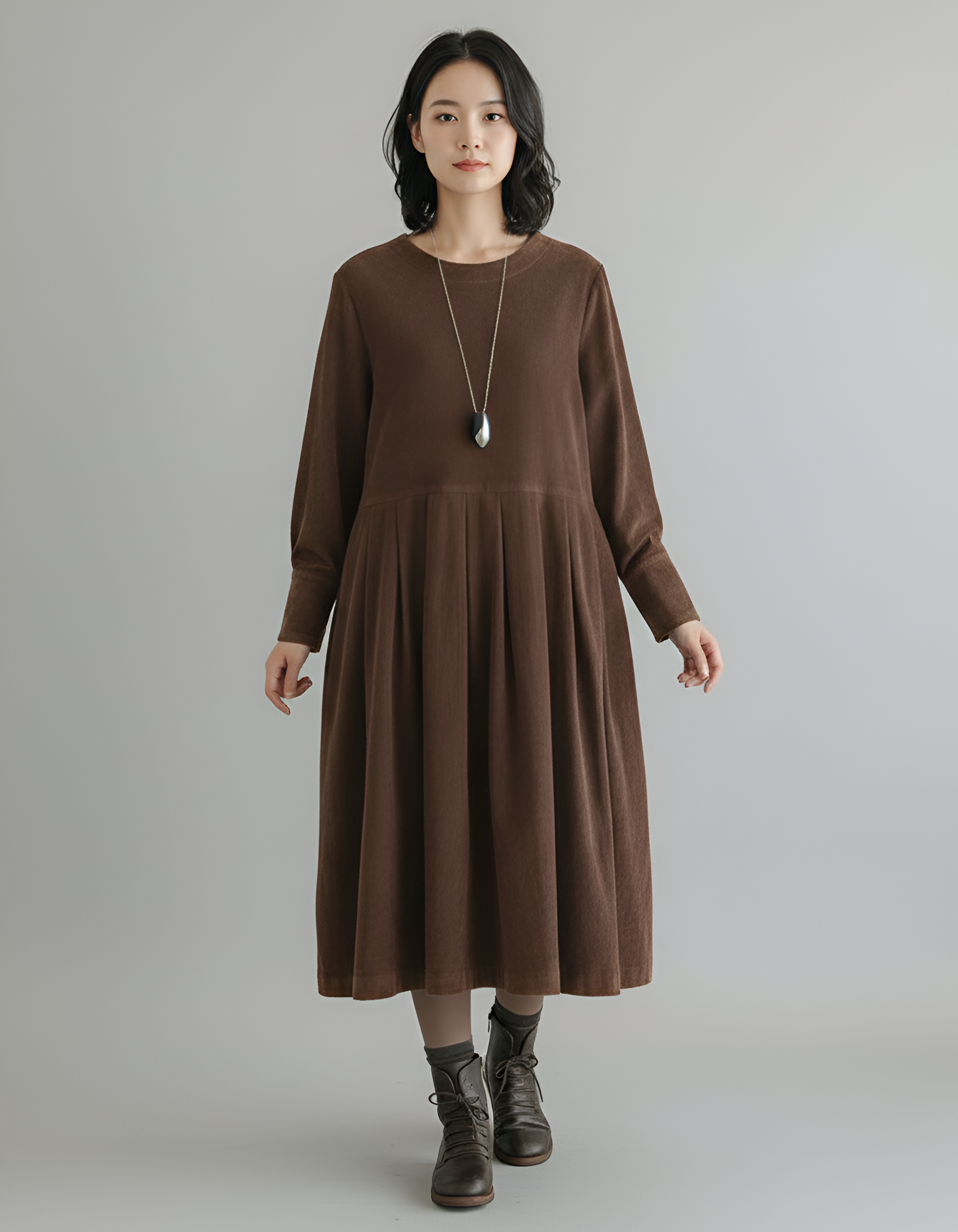 Valerios Fashion vestido midi para mujer en algodón casual elegante