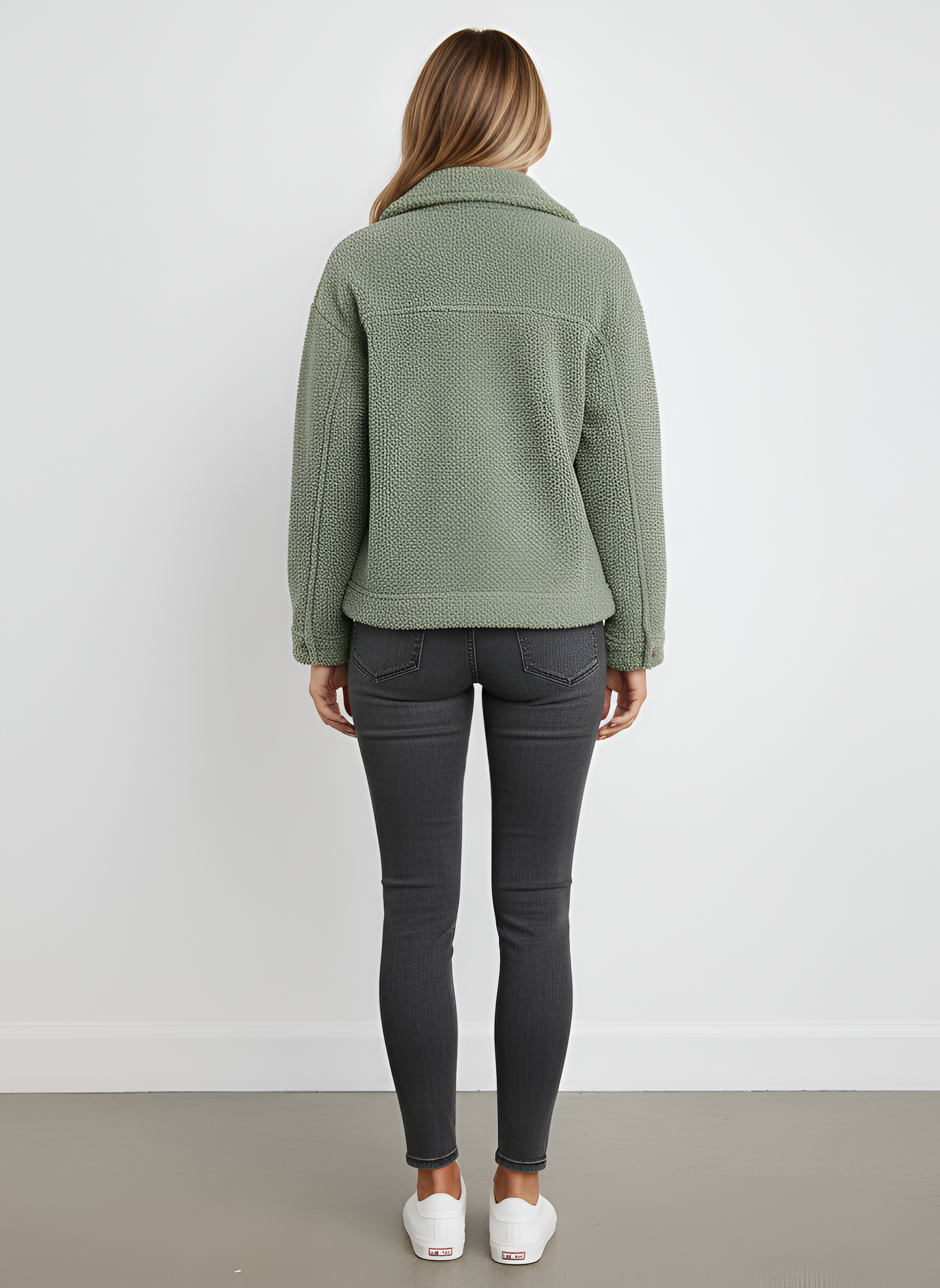 Valerios Fashion casaco teddy feminino em fleece com botões e corte regular