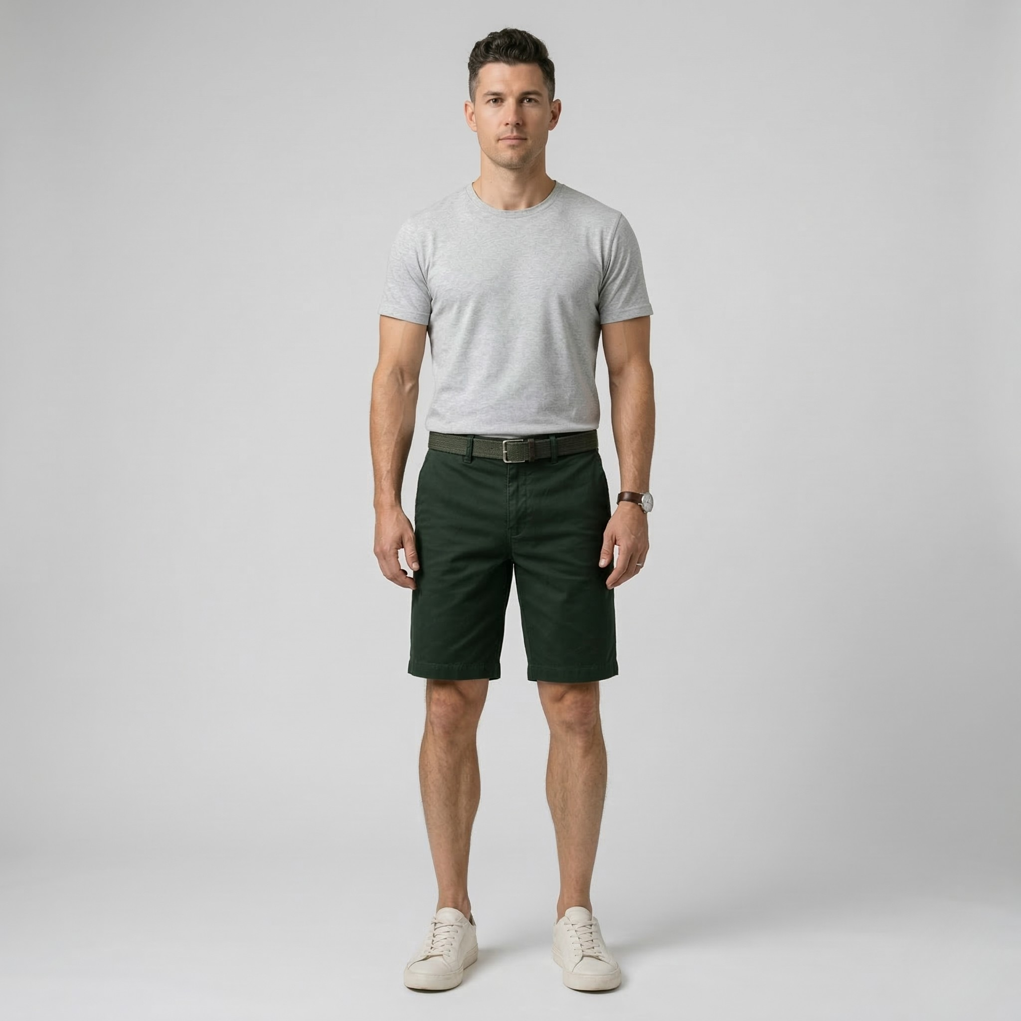 Męskie krótkie chinosy bawełniane na lato z kieszeniami, casualowe