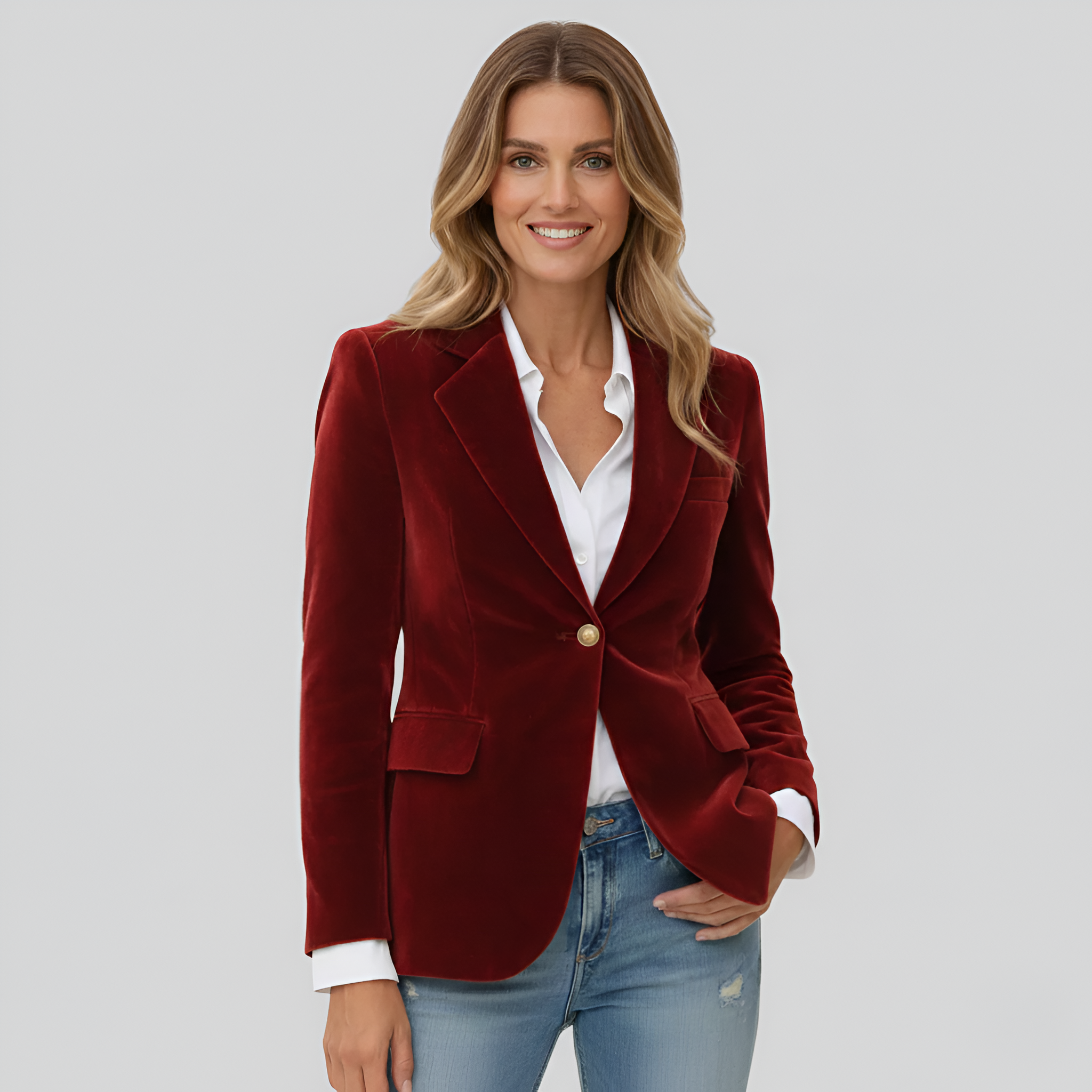 Blazer de mode Valerios pour femme élégant en velours à un bouton