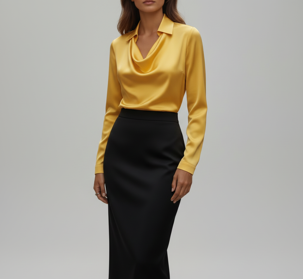 Valerios Fashion camicetta donna satin elegante collo morbido