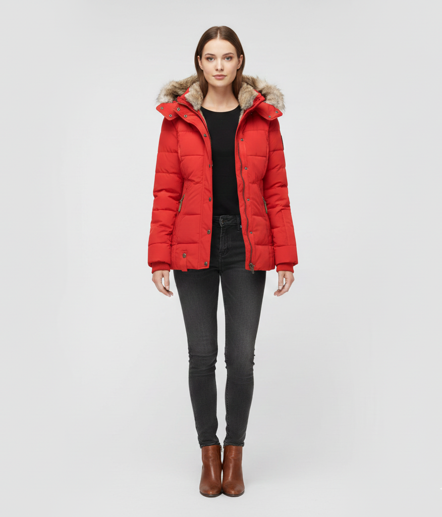 Valerios Fashion γυναικείο χειμερινό μπουφάν με κουκούλα και επένδυση