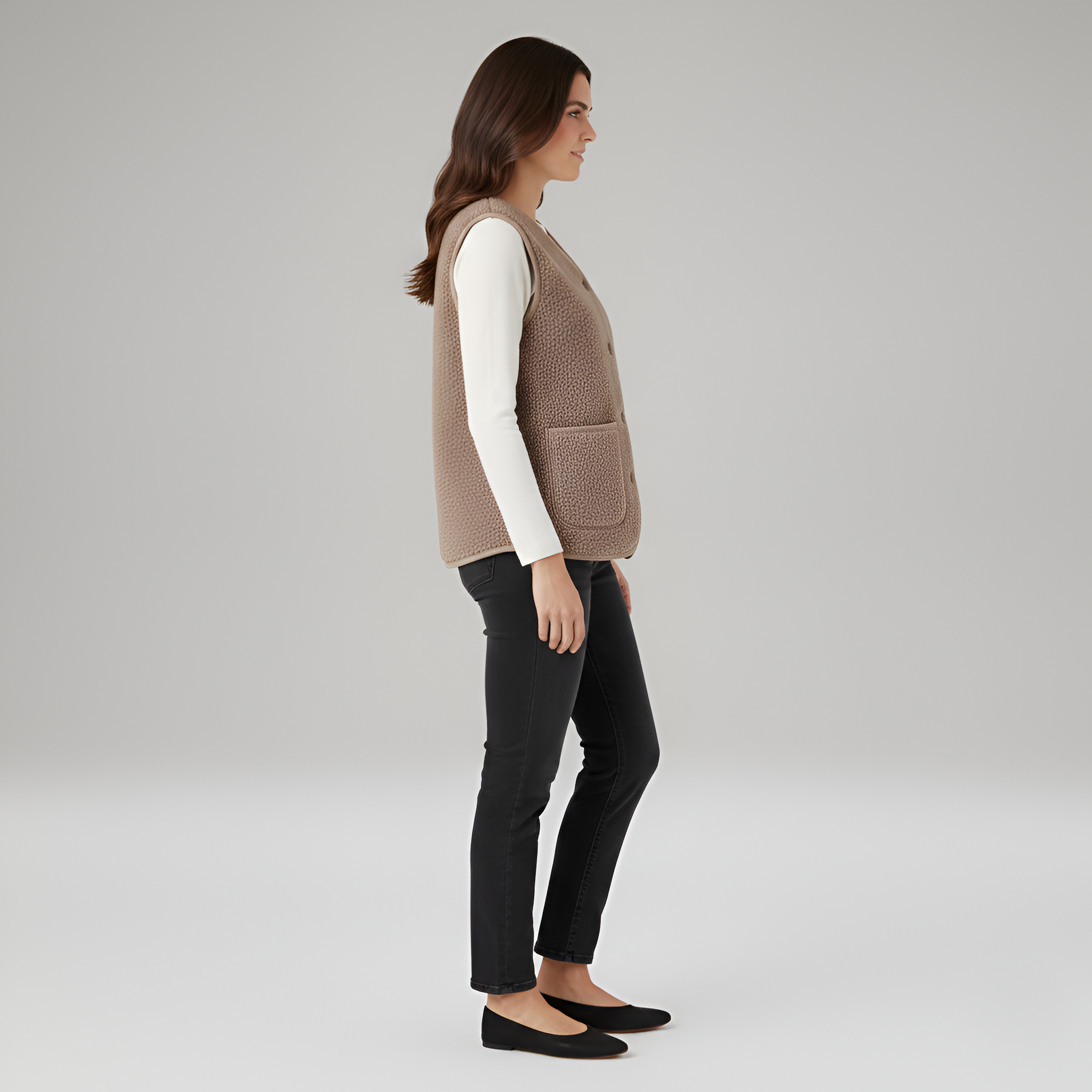 Valerios Fashion chaleco de mujer en forro polar suave con botones