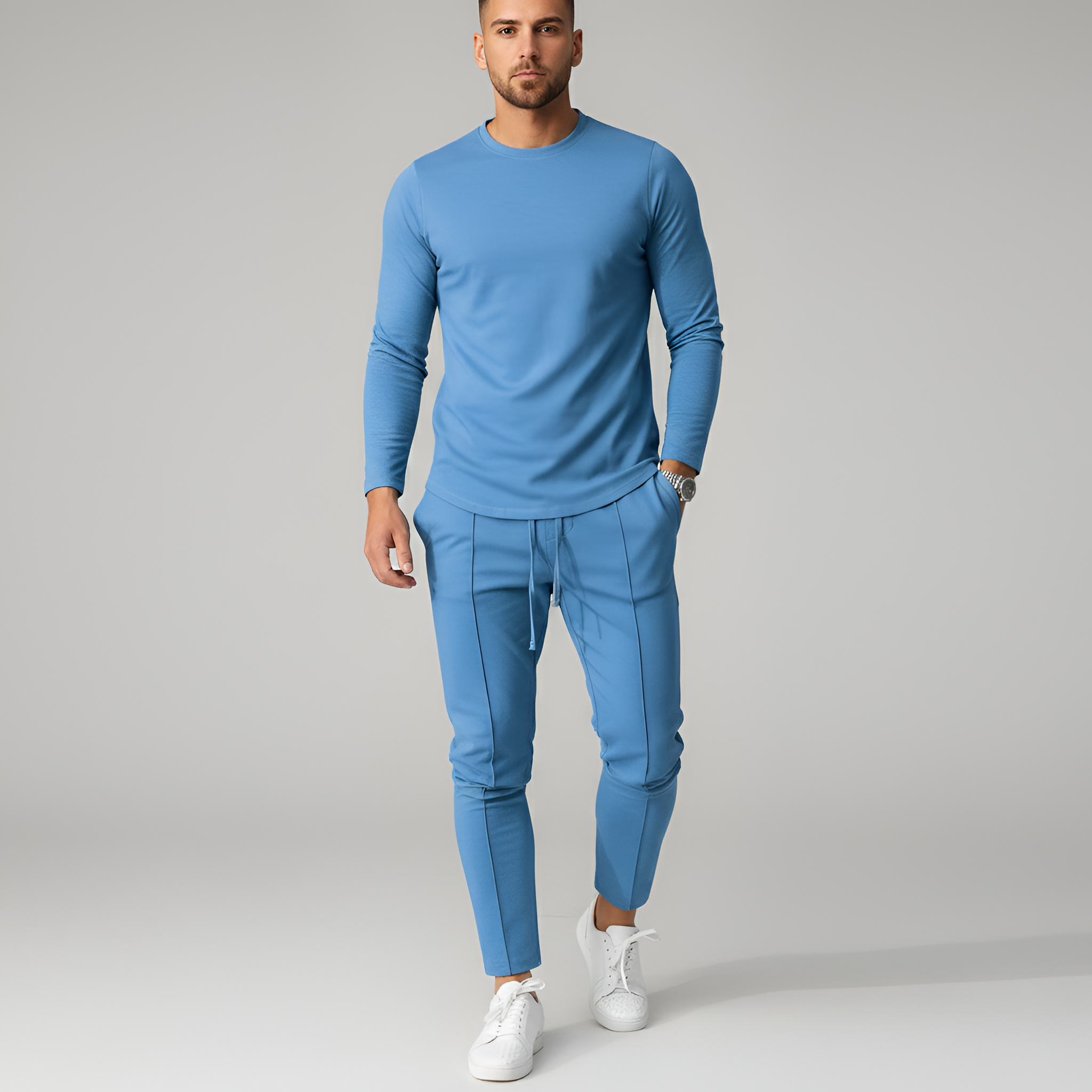 Tuta uomo sportiva con maglia maniche lunghe e pantaloni jogger