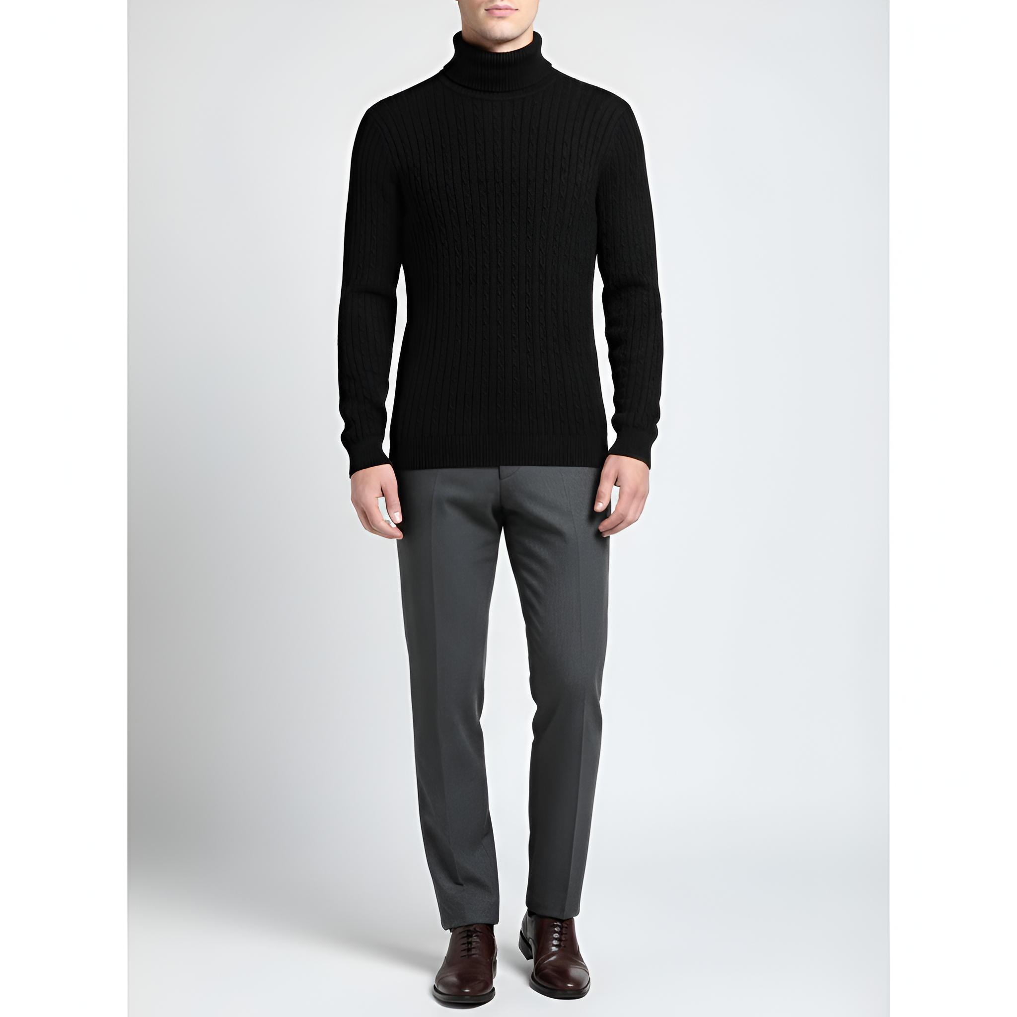 Valerios Fashion Pánsky rolákový sveter z rebrovanej pleteniny