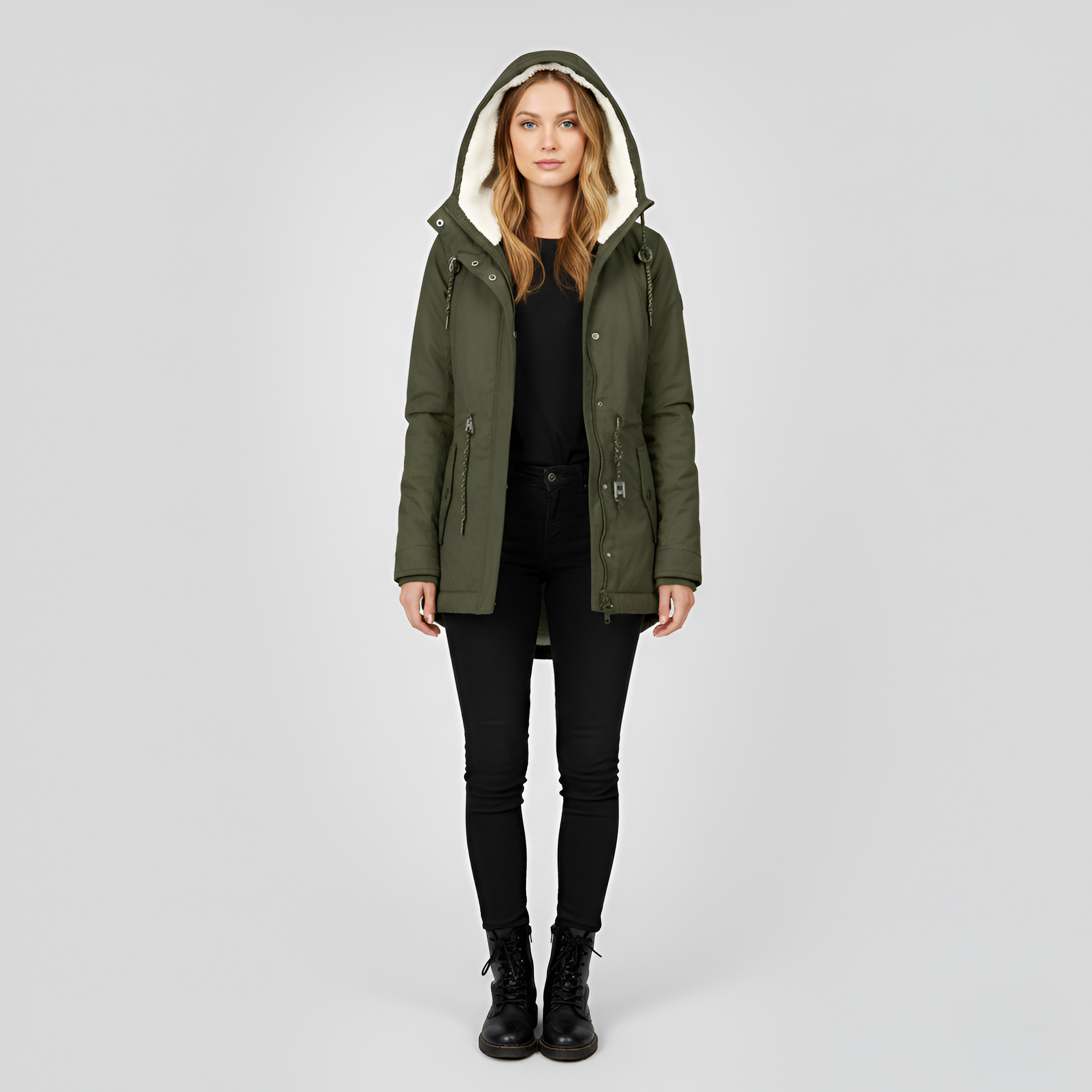 Valerios Fashion γυναικείο χειμερινό μπουφάν με κουκούλα επενδεδυμένο με θερμο-ζεστό φλις