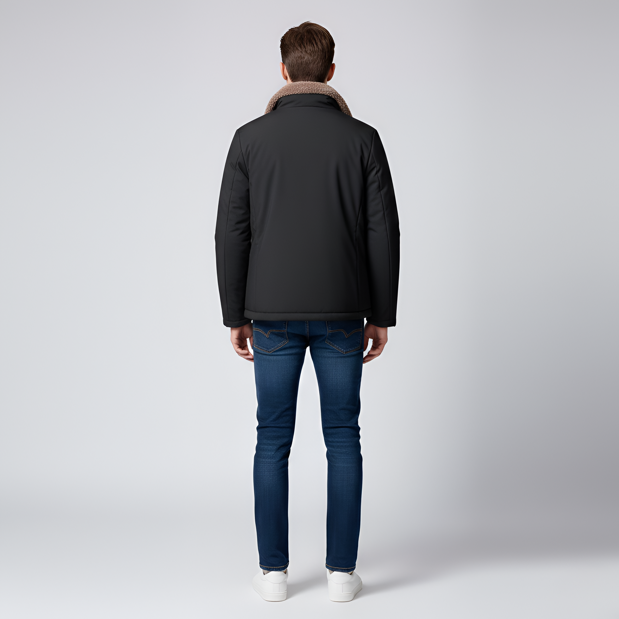 Casaco de inverno de homem acolchoado com capuz e forro interior térmico