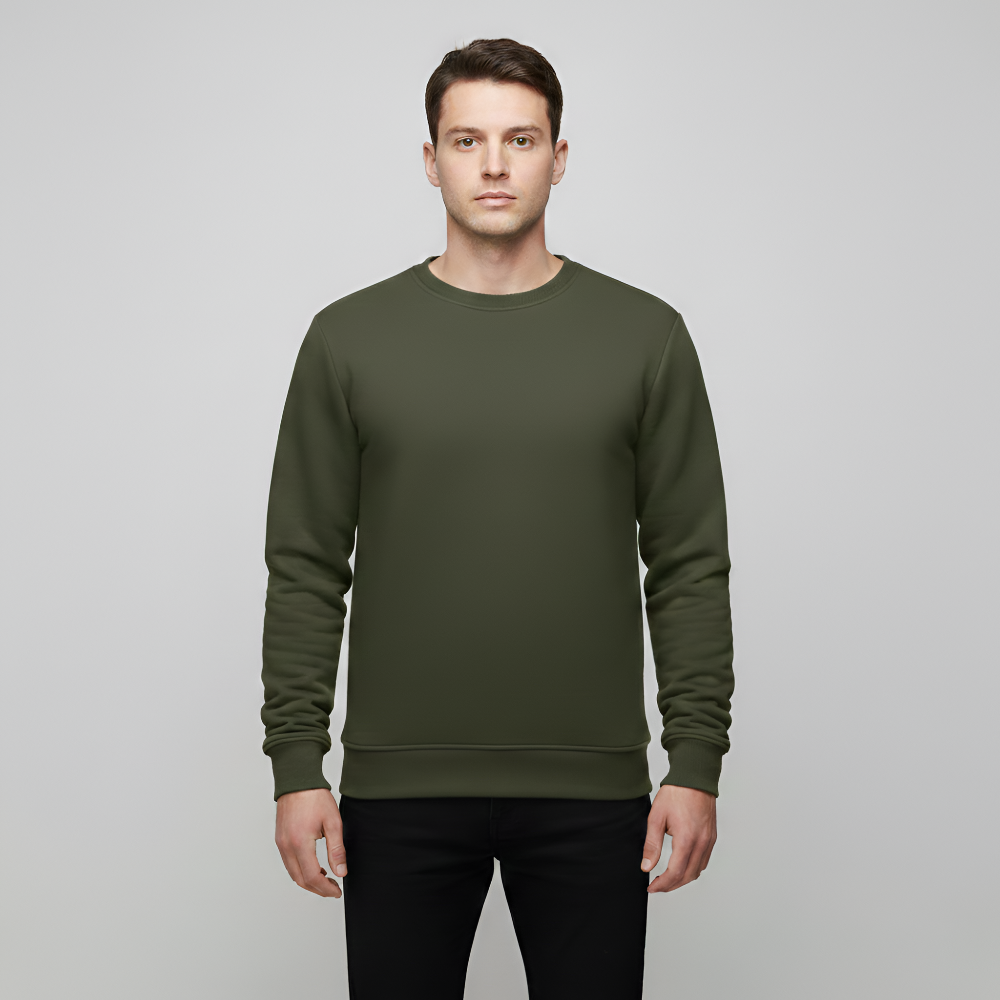 Sweat-shirt homme avec intérieur en polaire thermique col rond coupe régulière