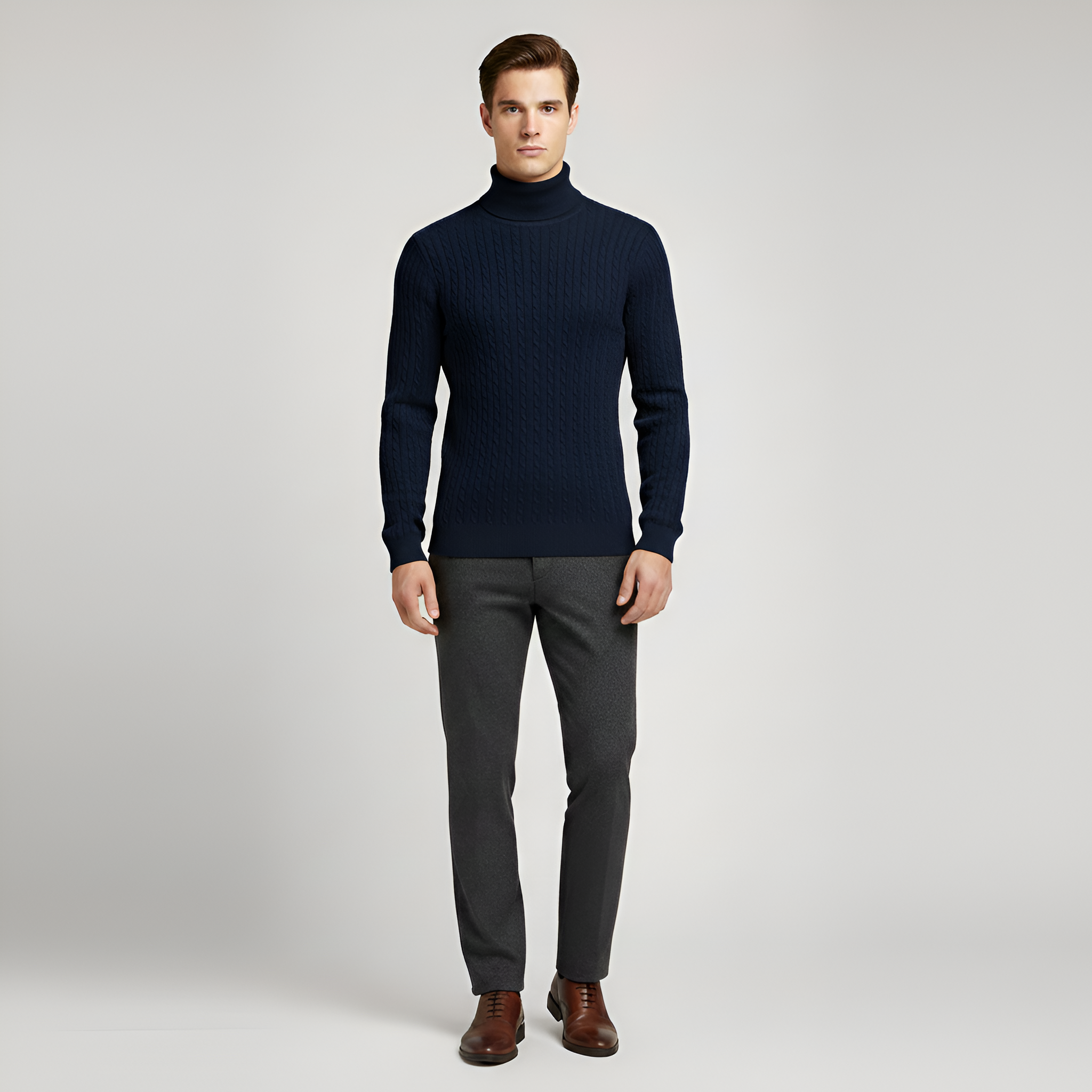 Valerios Fashion Pánsky rolákový sveter z rebrovanej pleteniny