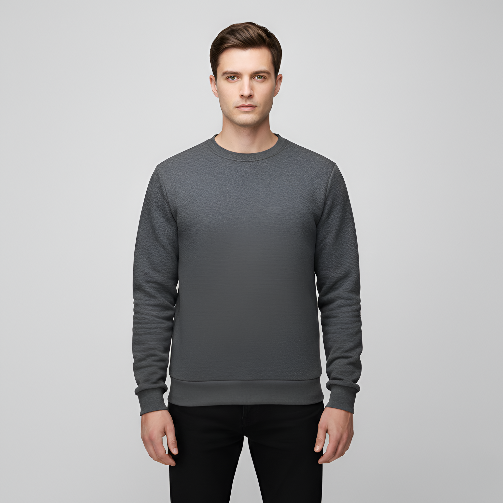 Sweat-shirt homme avec intérieur en polaire thermique col rond coupe régulière