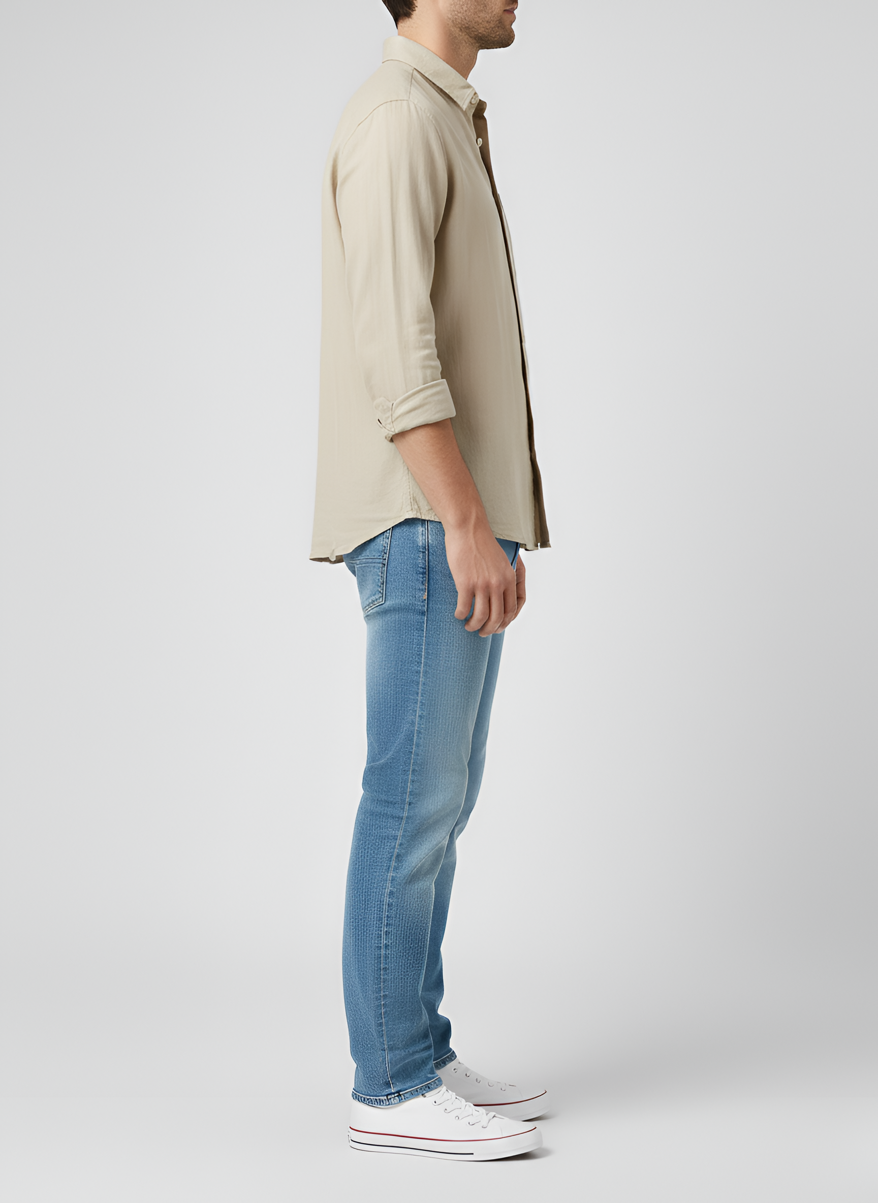 Camicia Uomo in Lino Manica Lunga con Colletto Classico e Vestibilità Regolare