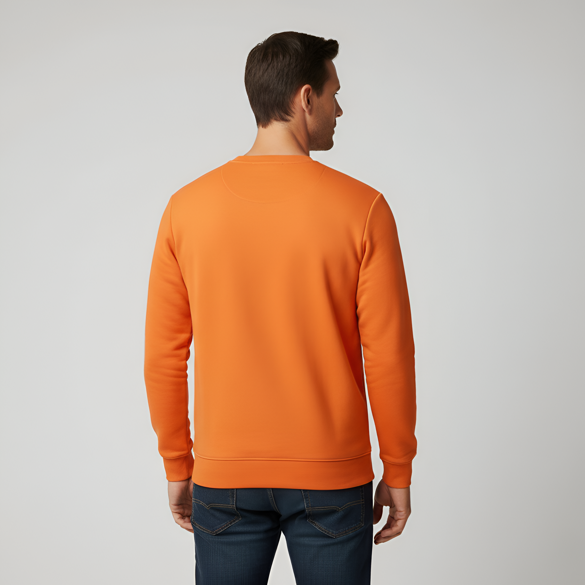 Sweat-shirt homme avec intérieur en polaire thermique col rond coupe régulière