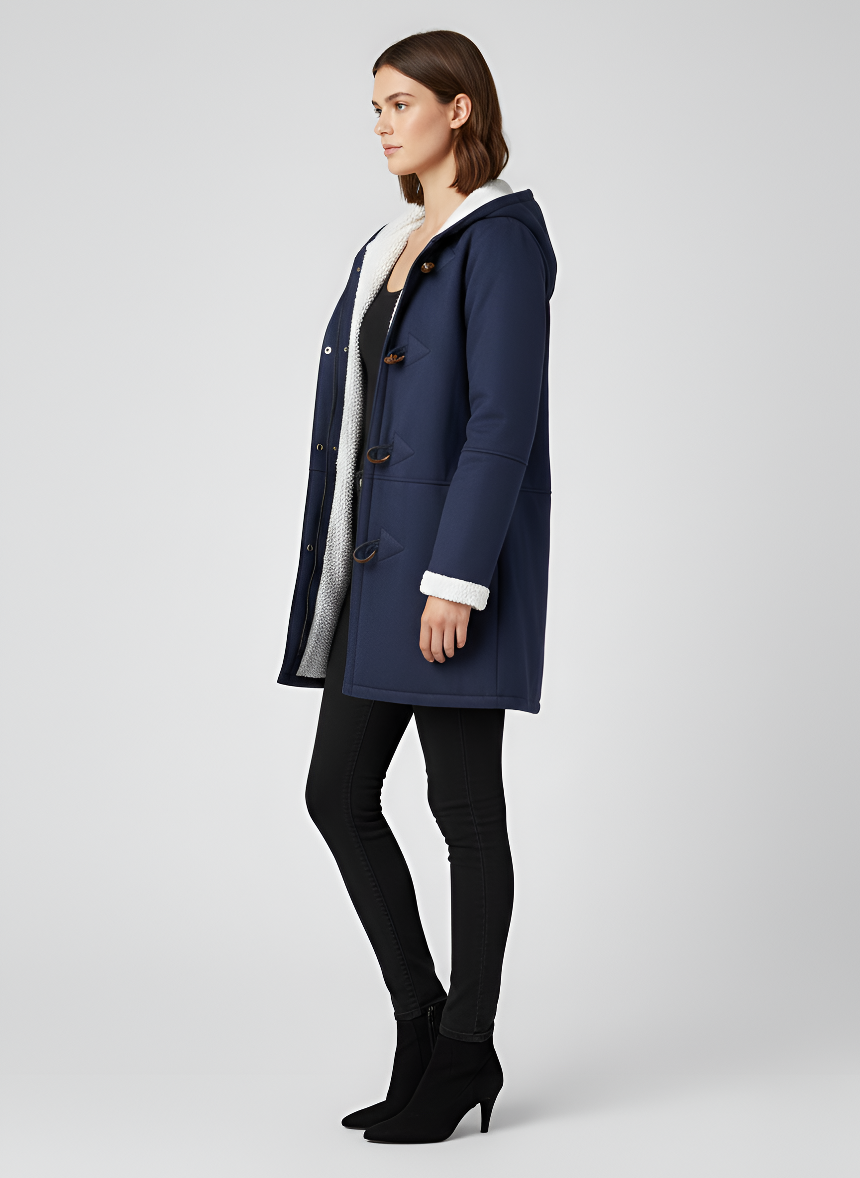 Valerios Fashion Abrigo para Mujer con Capucha en Piel Sintética Ante Forrado