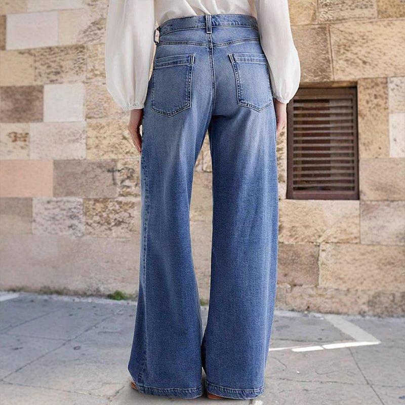 Jeans taille haute et jambes larges style vintage