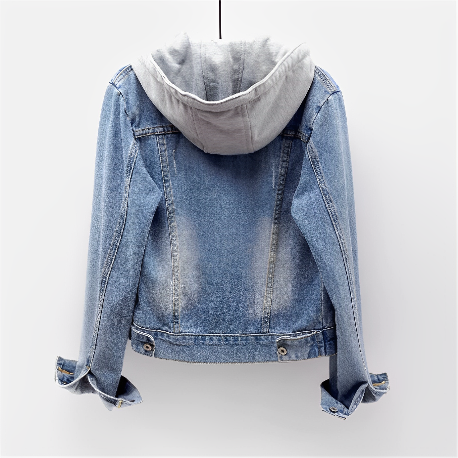 Adah - Long Sleeve Denim Jacket with Removable Hood