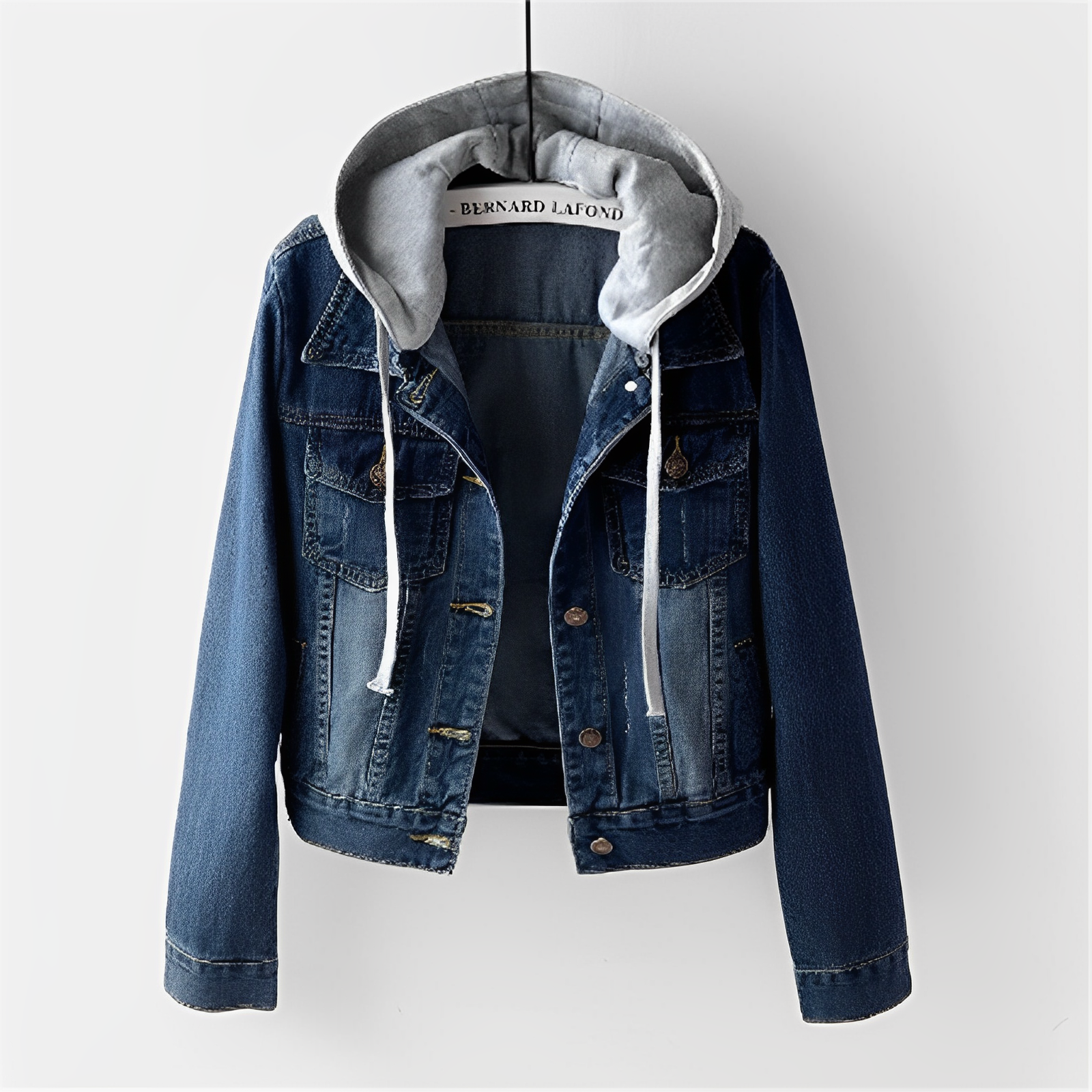 Adah - Long Sleeve Denim Jacket with Removable Hood