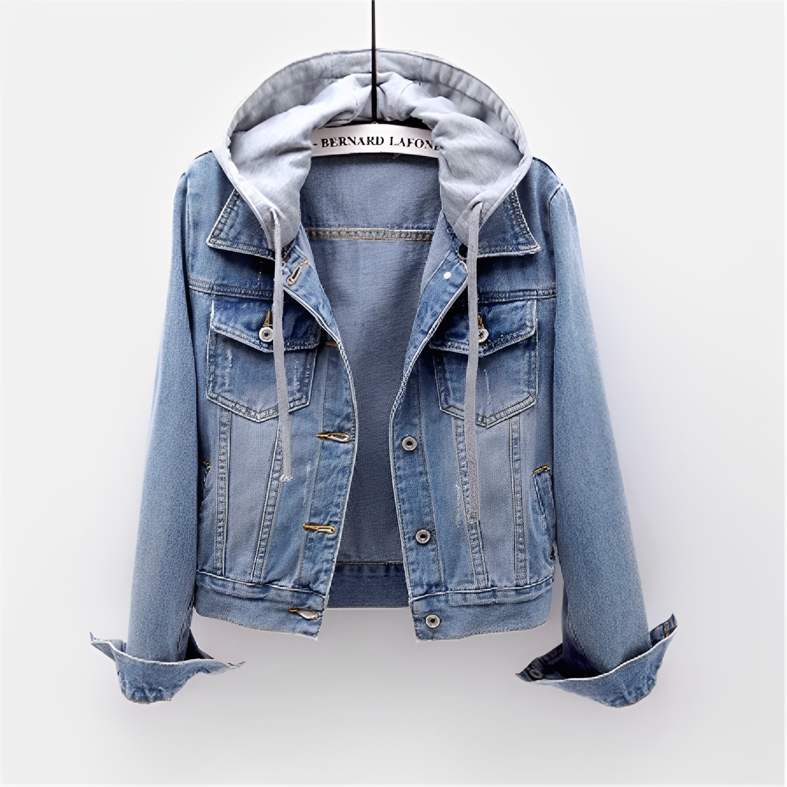 Adah - Long Sleeve Denim Jacket with Removable Hood
