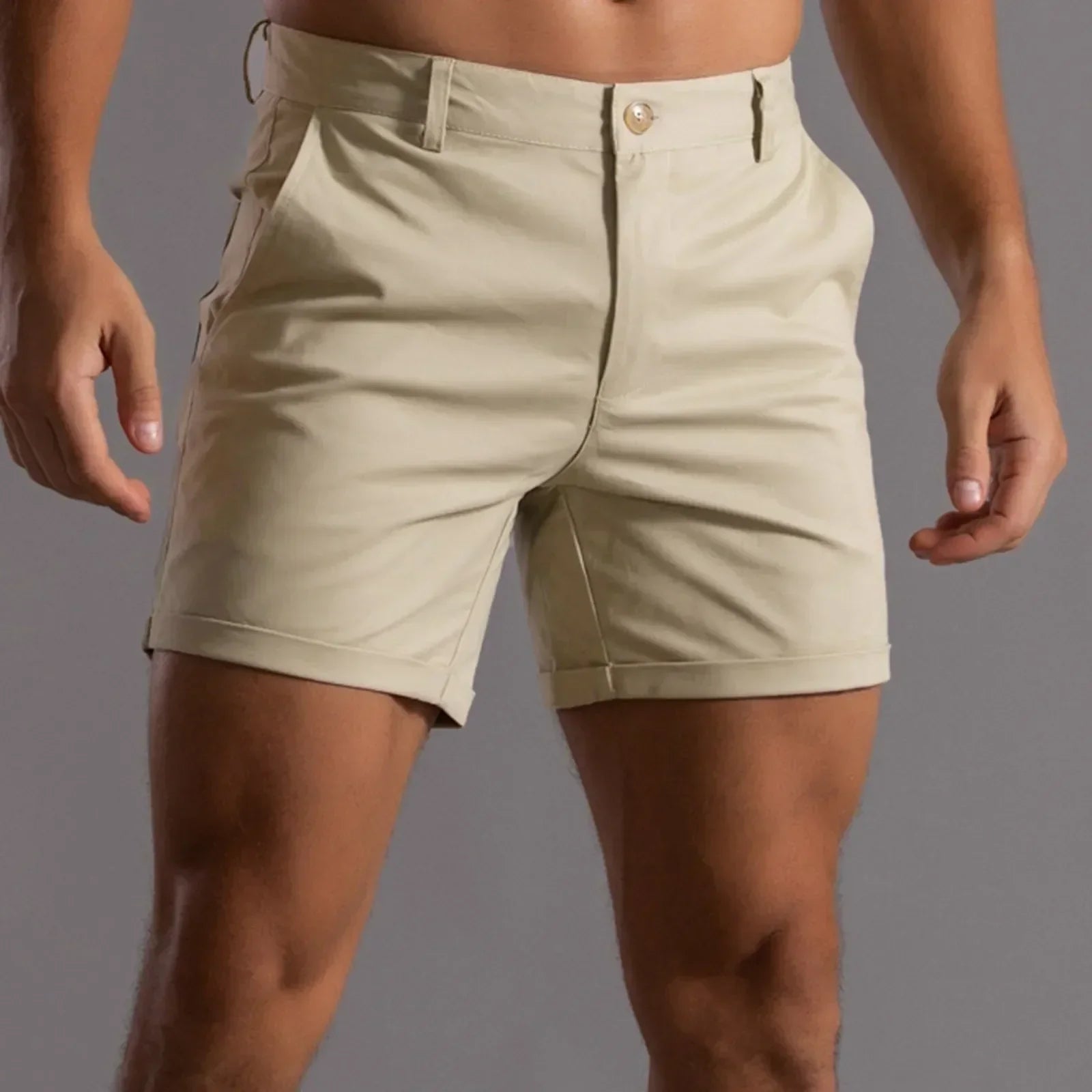 Pantaloni scurți chino pentru bărbați din bumbac elastic – croială confortabilă