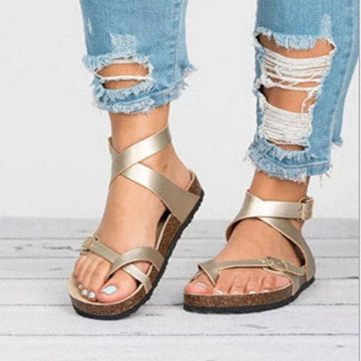 Sandalias casuales para mujer con correa cruzada – cómodos zapatos de verano con hebilla