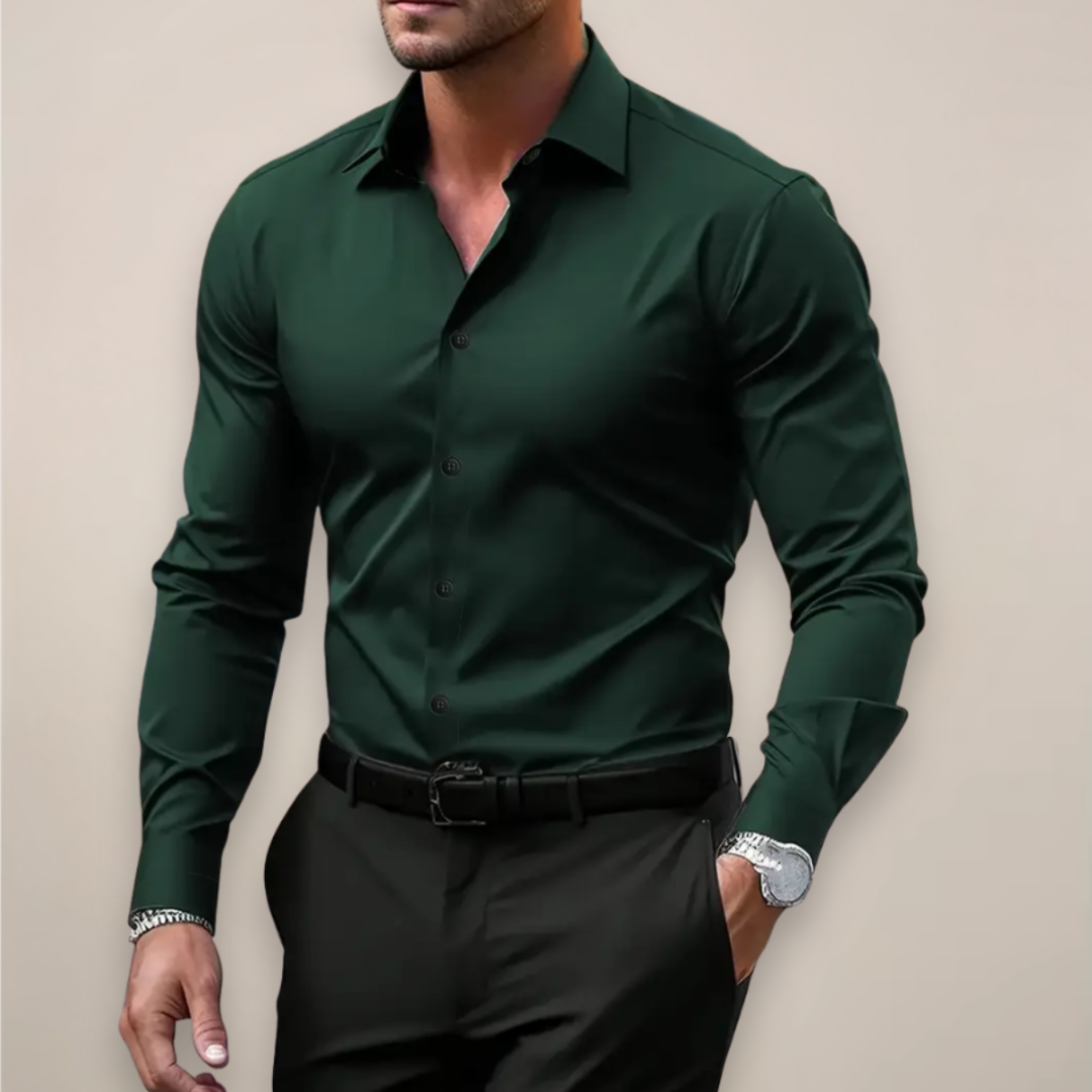 Javier | Camisa de Hombre Manga Larga Botones Cuello Clásico