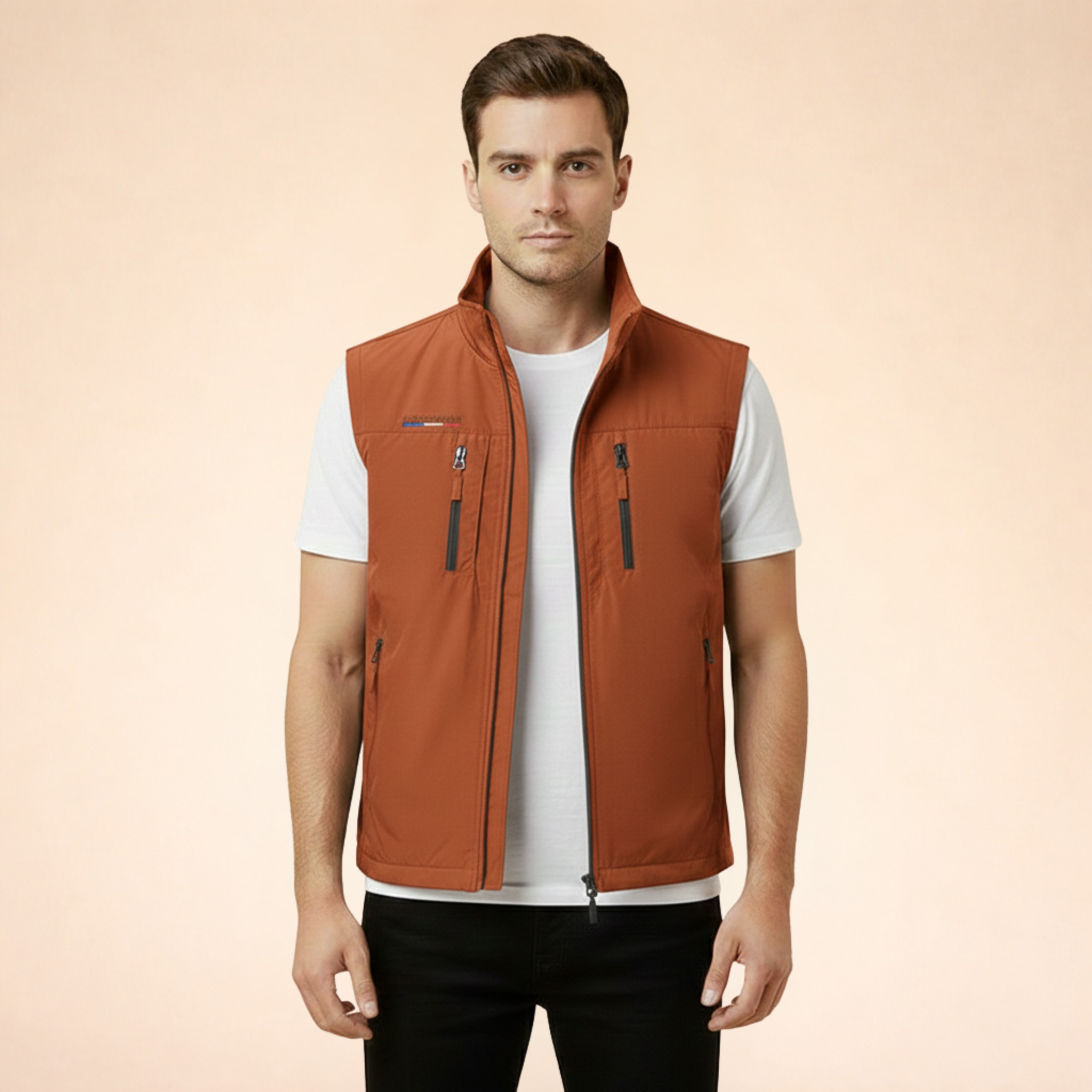 Chaleco para hombre multibolsillos ligero cortaviento con cremallera – Chaleco casual transpirable para actividades al aire libre, trekking, viajes y uso diario