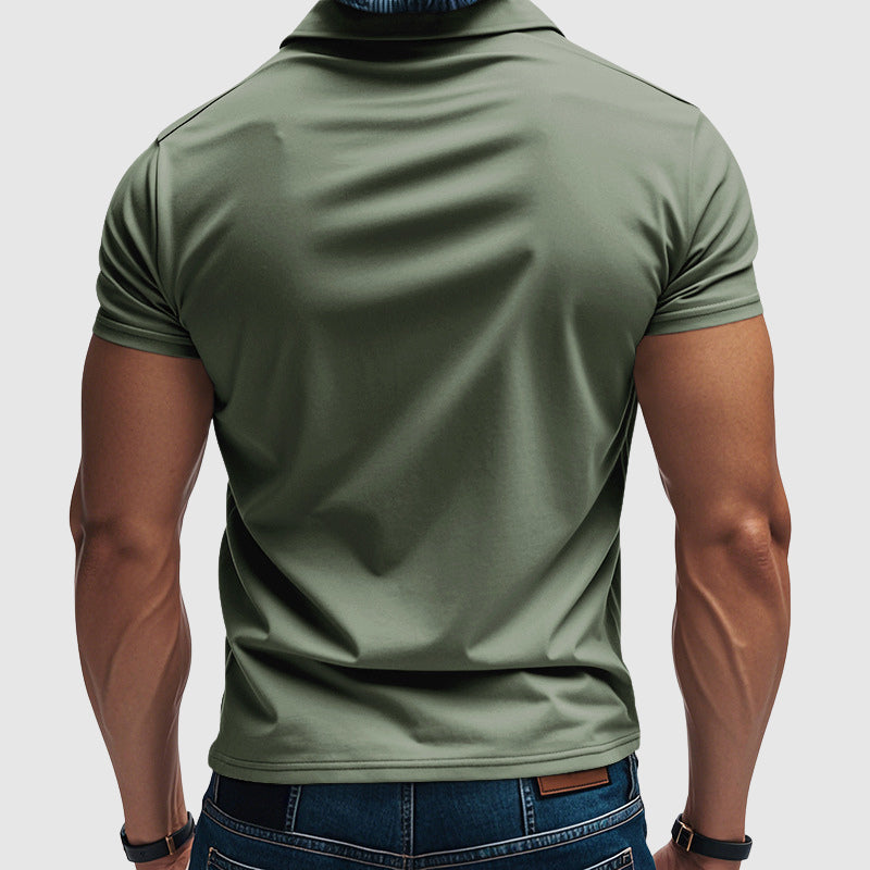Pánská slim fit polokošile s krátkými rukávy a klasickým límečkem