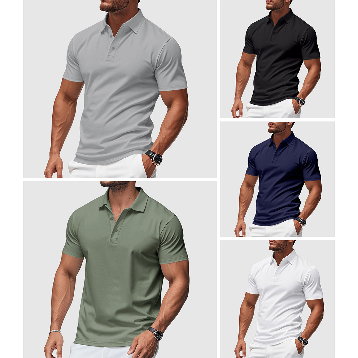 Pánská slim fit polokošile s krátkými rukávy a klasickým límečkem