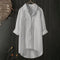 Long Women's Shirt with Front Pockets and Loose Fit