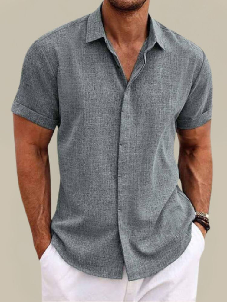 Chemise en lin à manches courtes pour homme - Respirante et légère