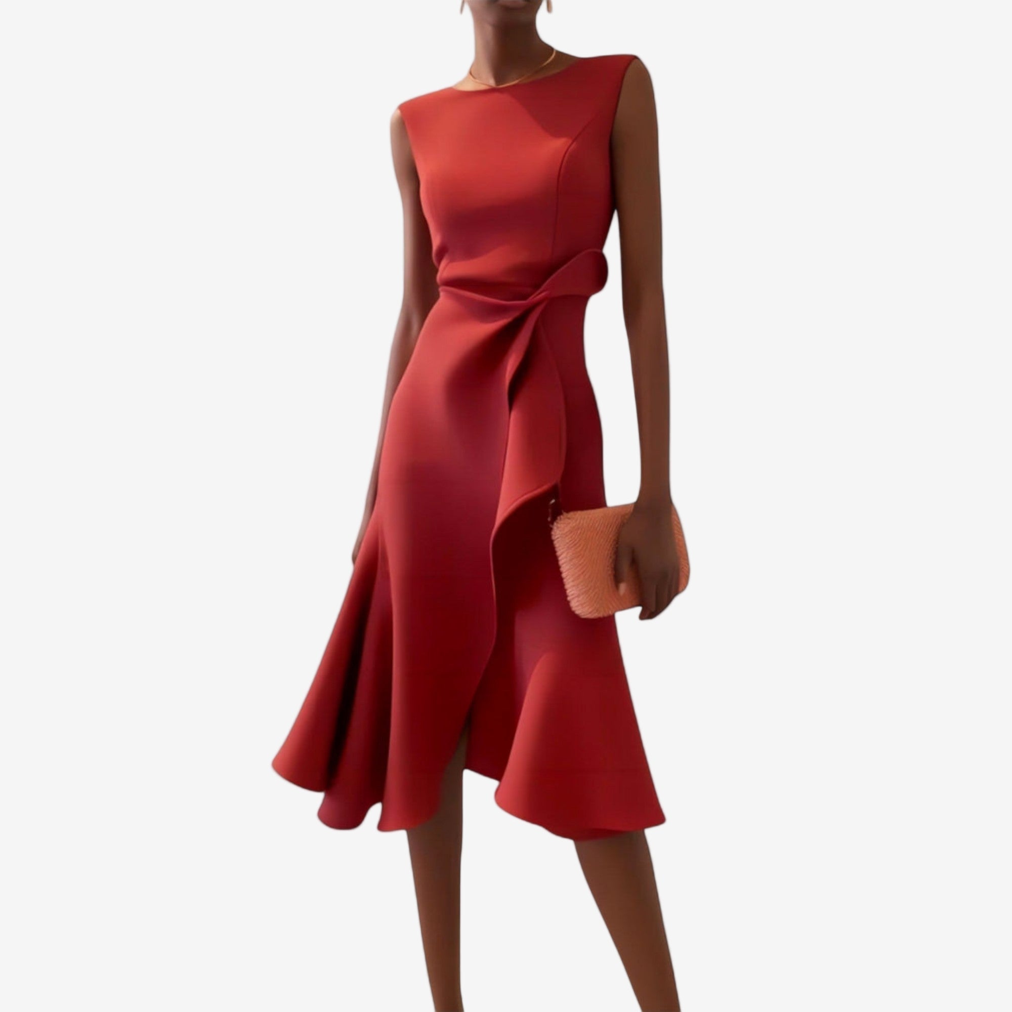 Flared One-Shoulder Midi Dress for Ceremony