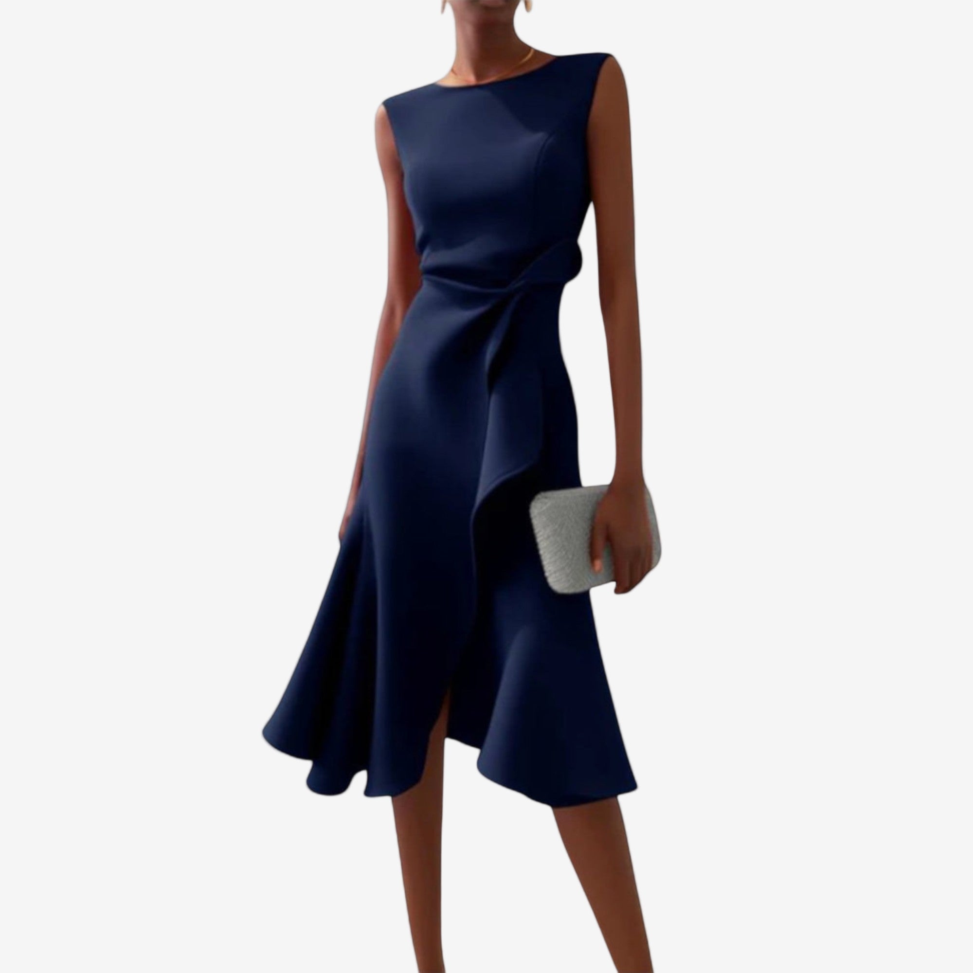 Flared One-Shoulder Midi Dress for Ceremony
