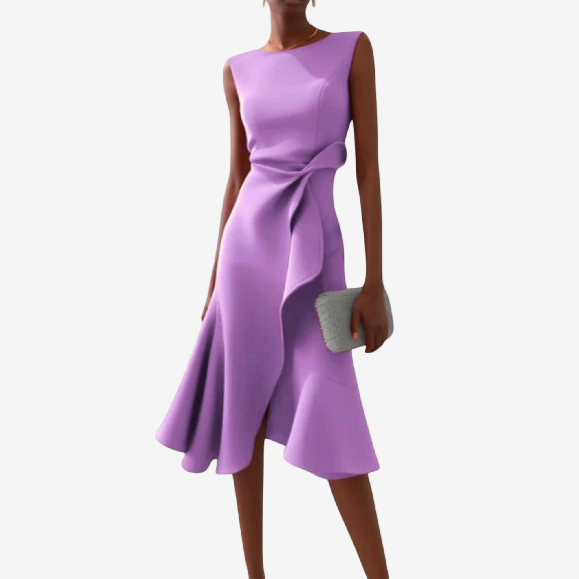 Flared One-Shoulder Midi Dress for Ceremony
