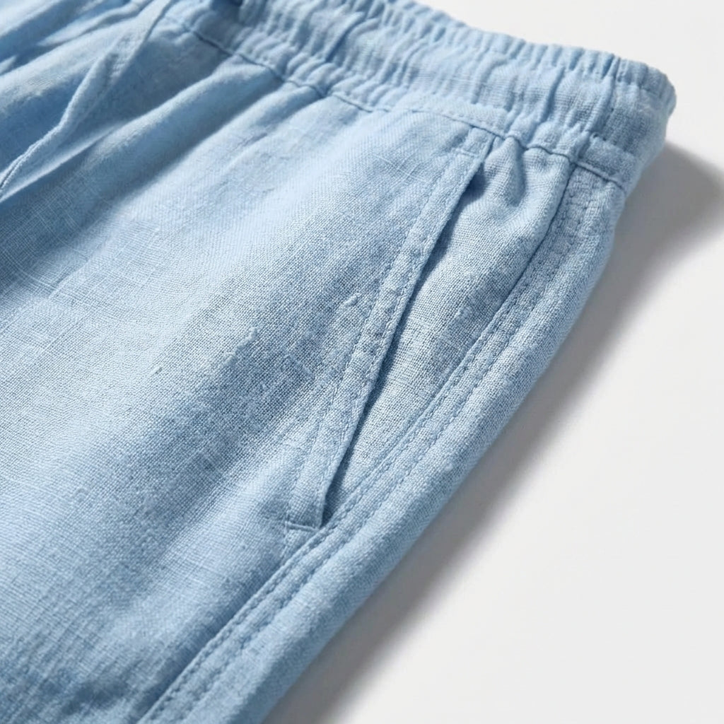 Pantaloni Casual da Uomo in Stile Lino con Vita Elasticizzata