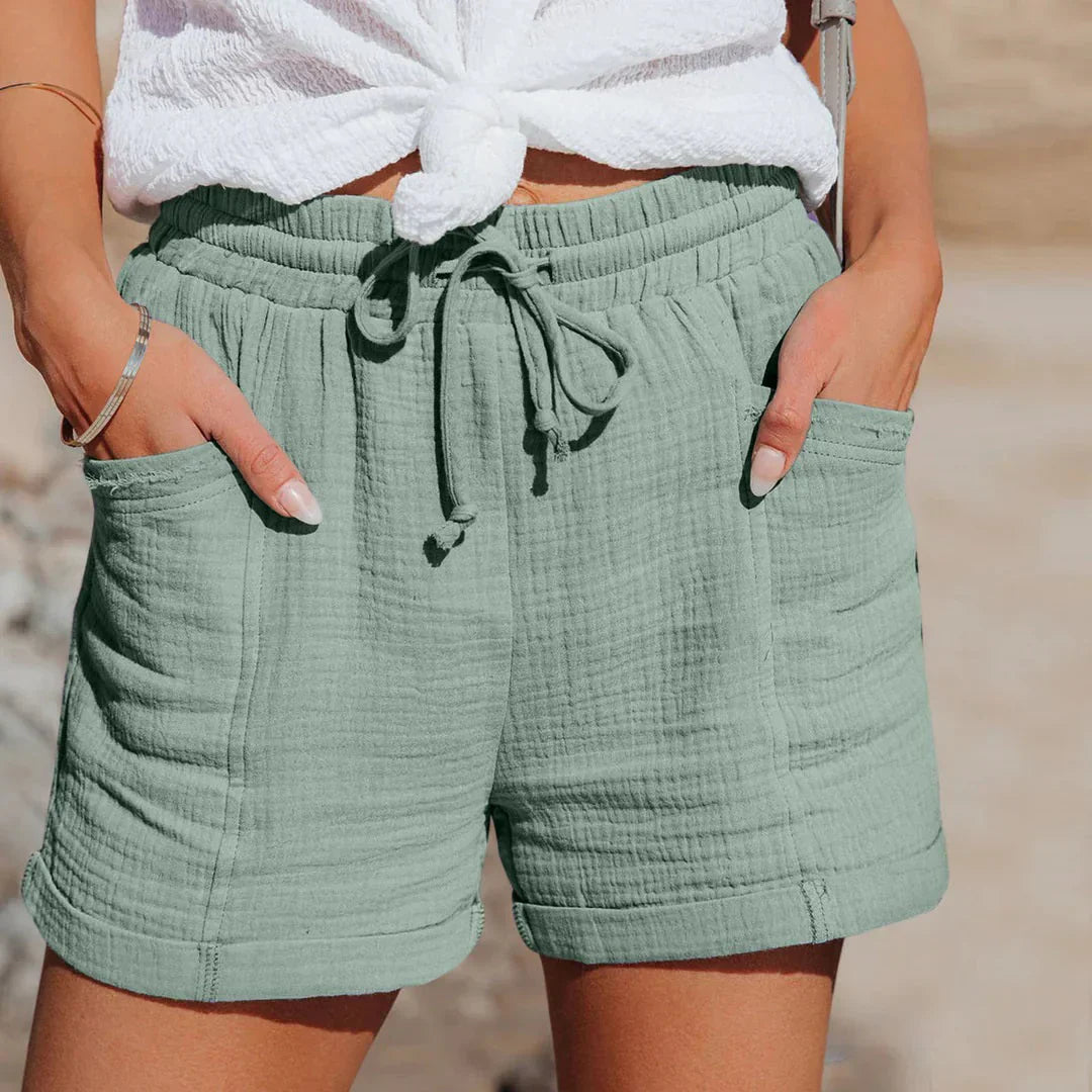 Shorts donna leggeri con coulisse in vita