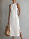 Robe midi légère et élégante en lin mélangé