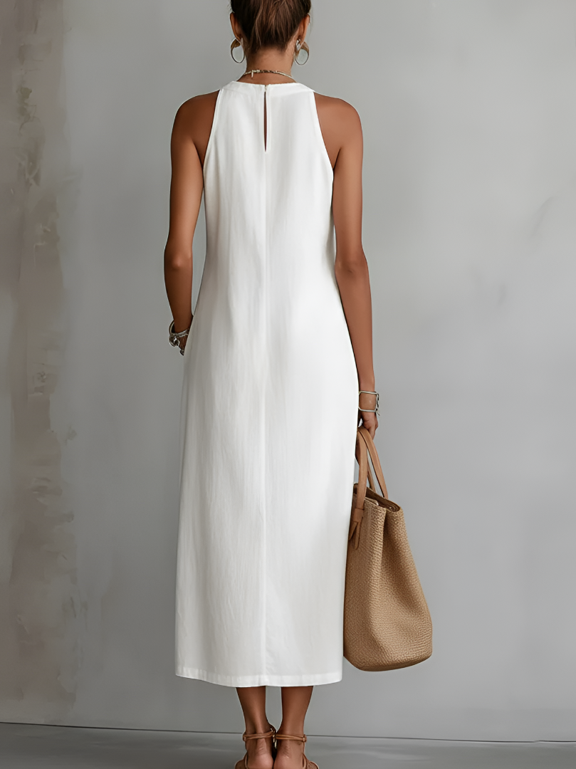 Robe midi légère et élégante en lin mélangé