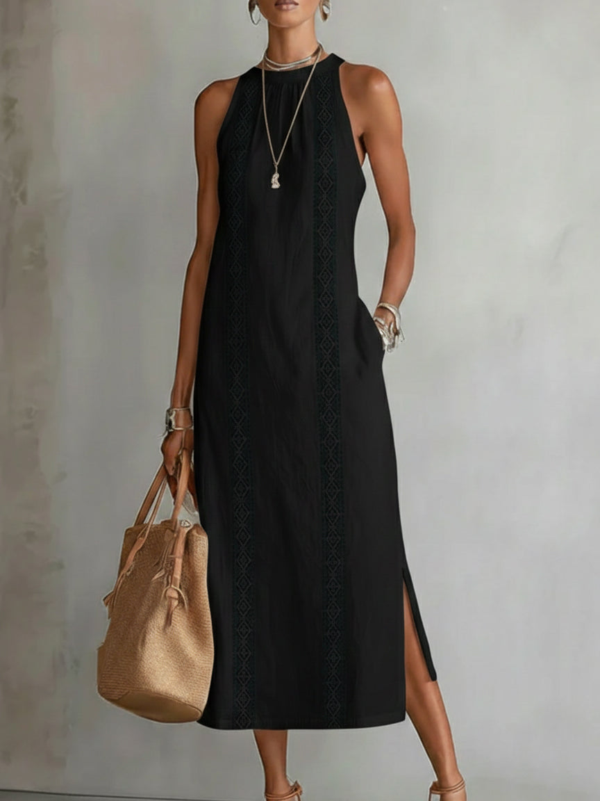 Robe midi légère et élégante en lin mélangé