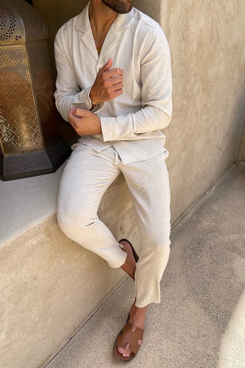 Costum de vară pentru bărbați din in – Cămașă și pantaloni