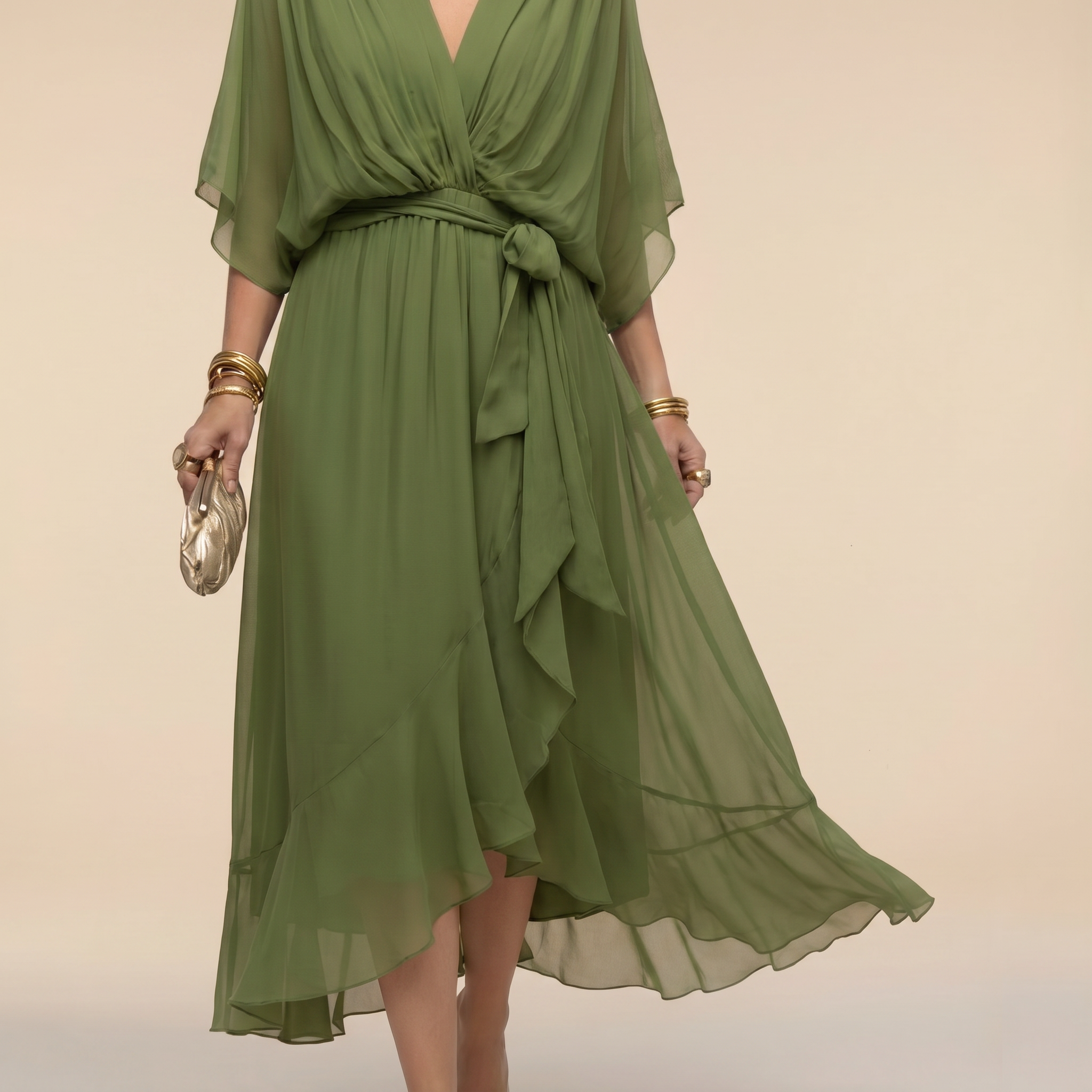 Vestido Midi Envolvente Sofisticado e Valorizante