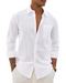 Men's casual long-sleeve linen shirt