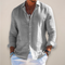 Men's Long Sleeve Linen Shirt with Regular Fit