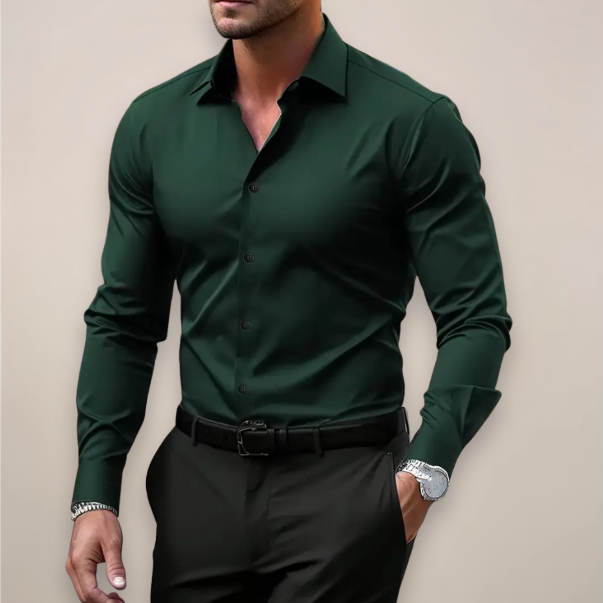 Elegáns férfi hosszú ujjú ing slim fit szabással