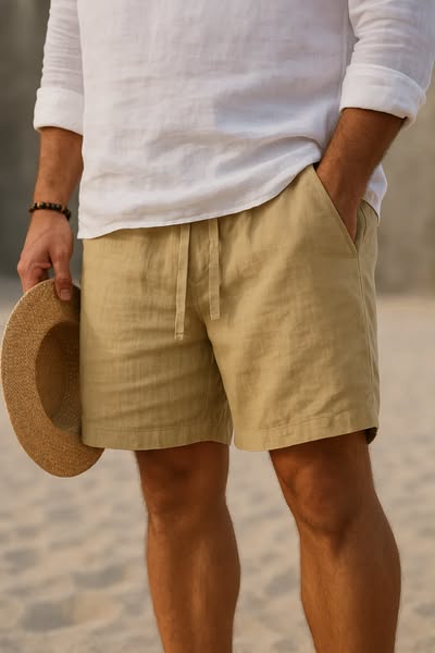 Pantaloncini Estivi in Cotone e Lino da Uomo