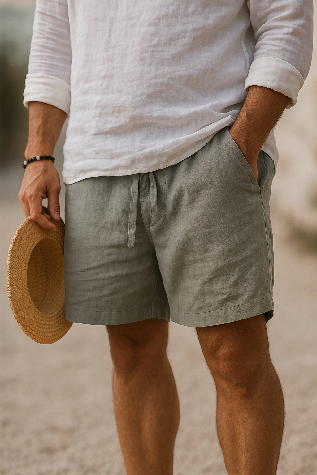 Pantaloncini Estivi in Cotone e Lino da Uomo