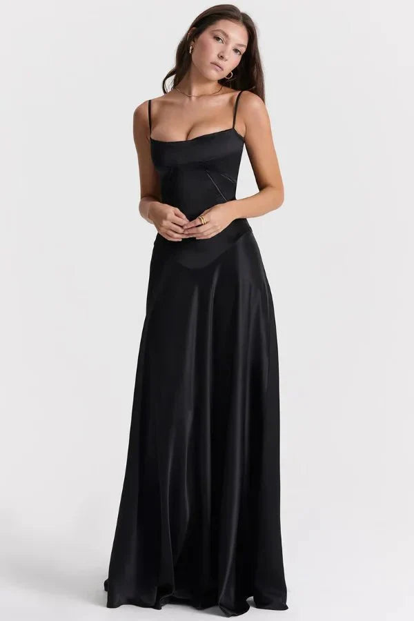 Gabriella – La robe maxi corset en satin soyeux