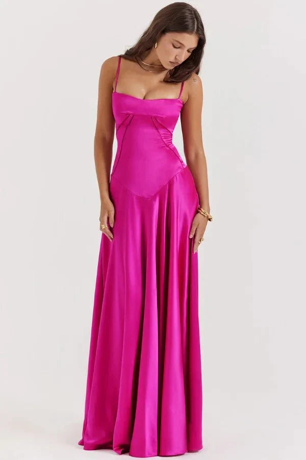 Gabriella – La robe maxi corset en satin soyeux