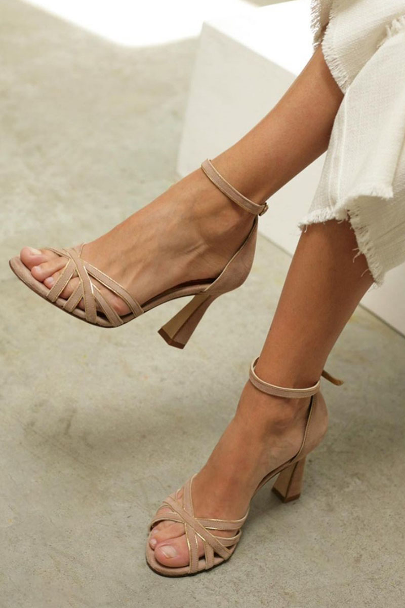 Women's Heeled Sandals – Elegant with Ankle Strap and Open Toe
